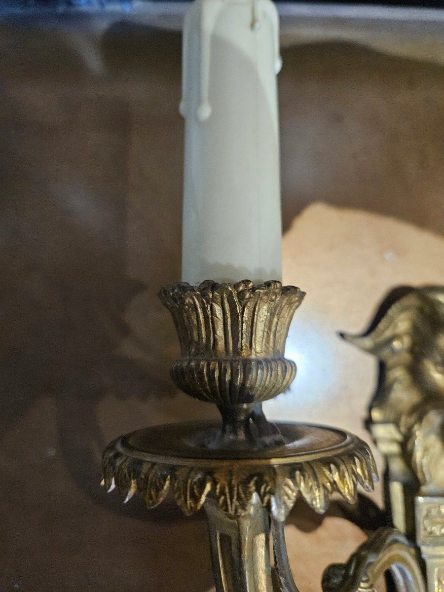 Paire d appliques en bronze  tête de belier -photo-4