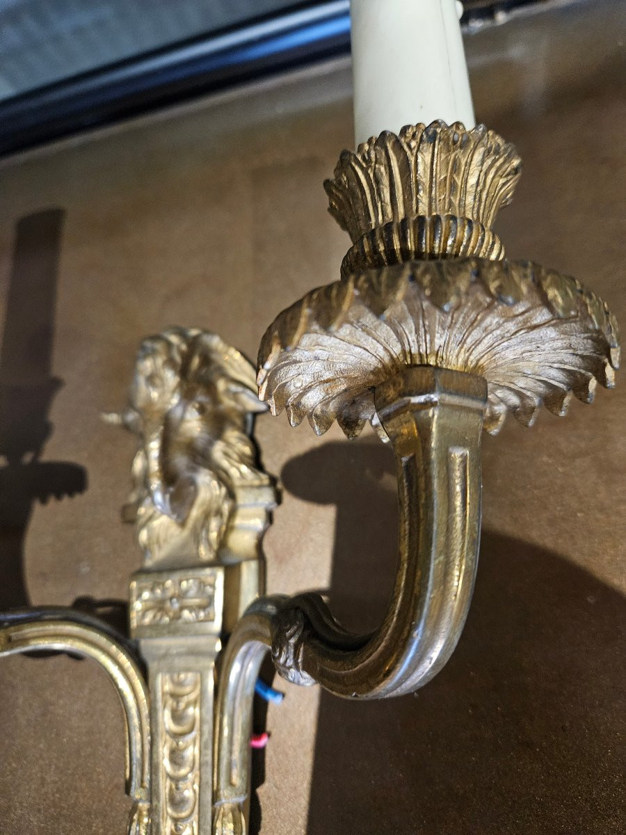 Paire d appliques en bronze  tête de belier -photo-4