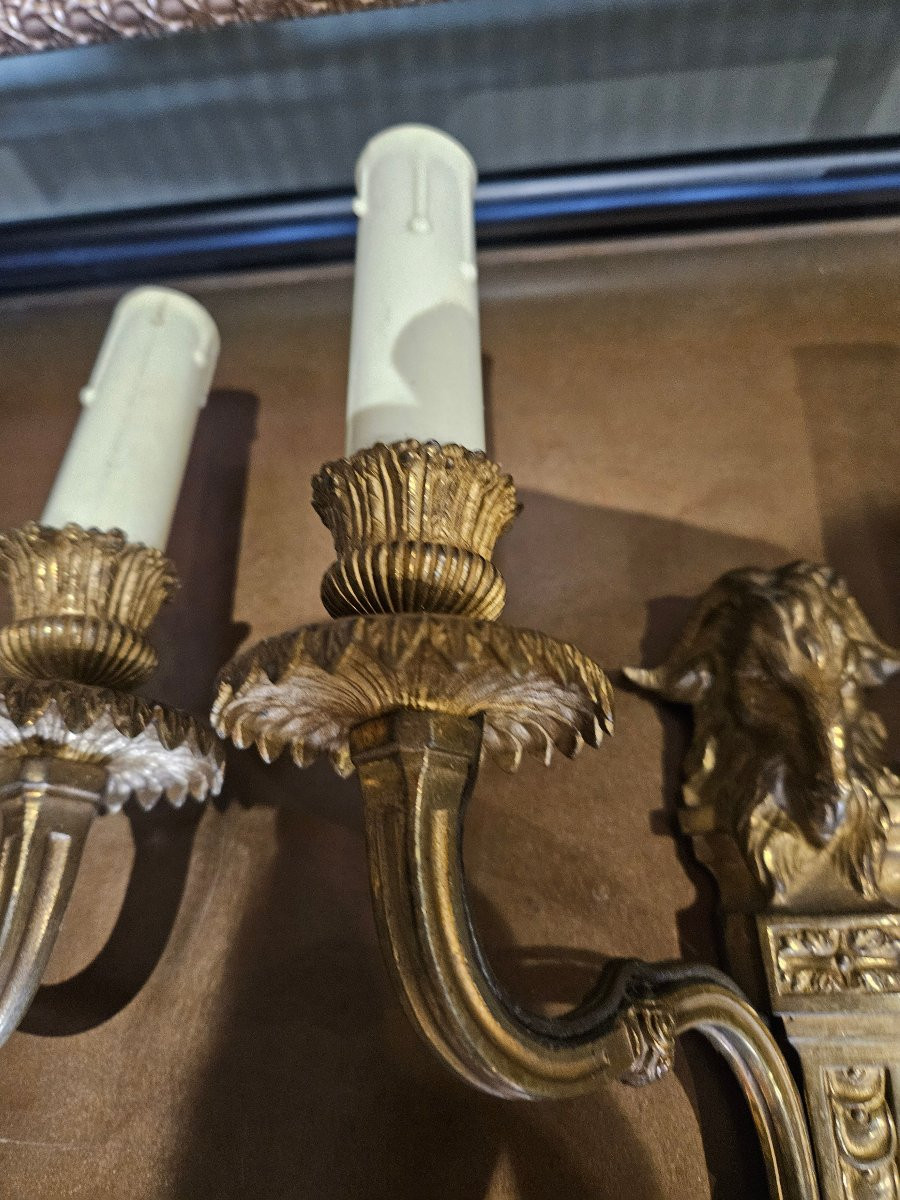 Paire d appliques en bronze  tête de belier -photo-5