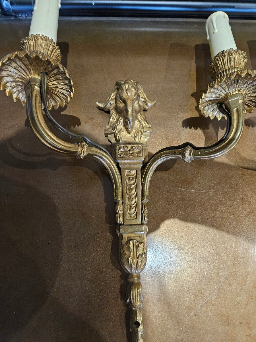 Paire d appliques en bronze  tête de belier -photo-7