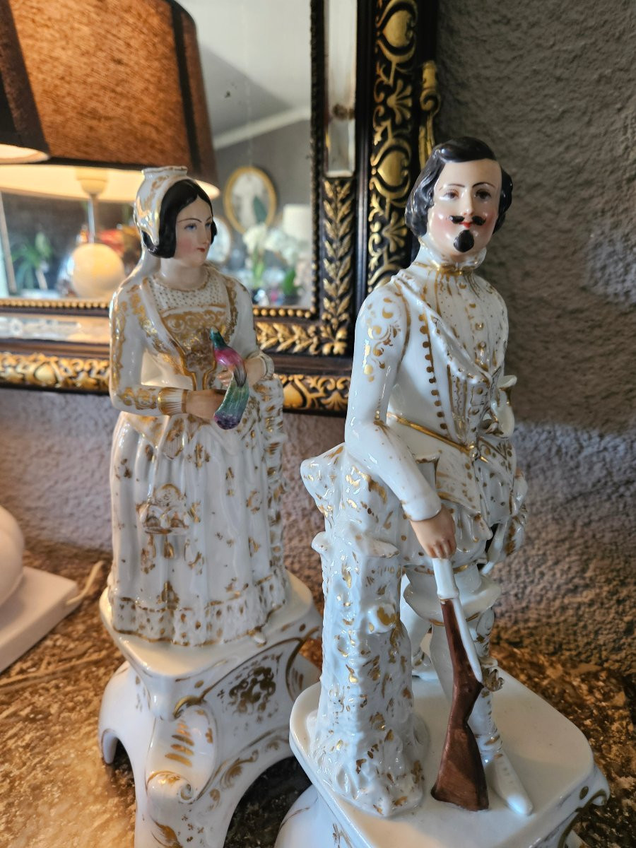 Grande paire d encriers  porcelaine vieux Paris  19em -photo-6