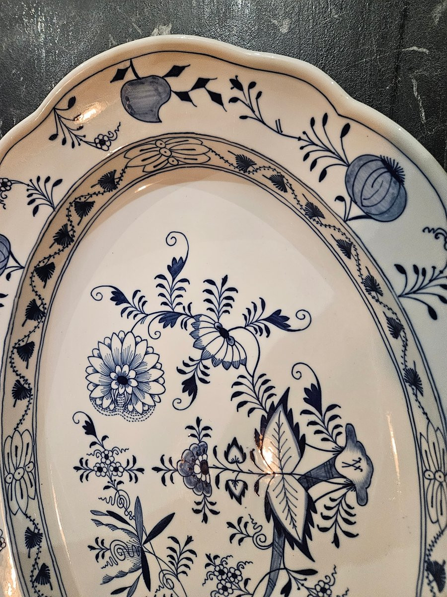 Grand plat porcelaine Meissen  oignon bleu -photo-2