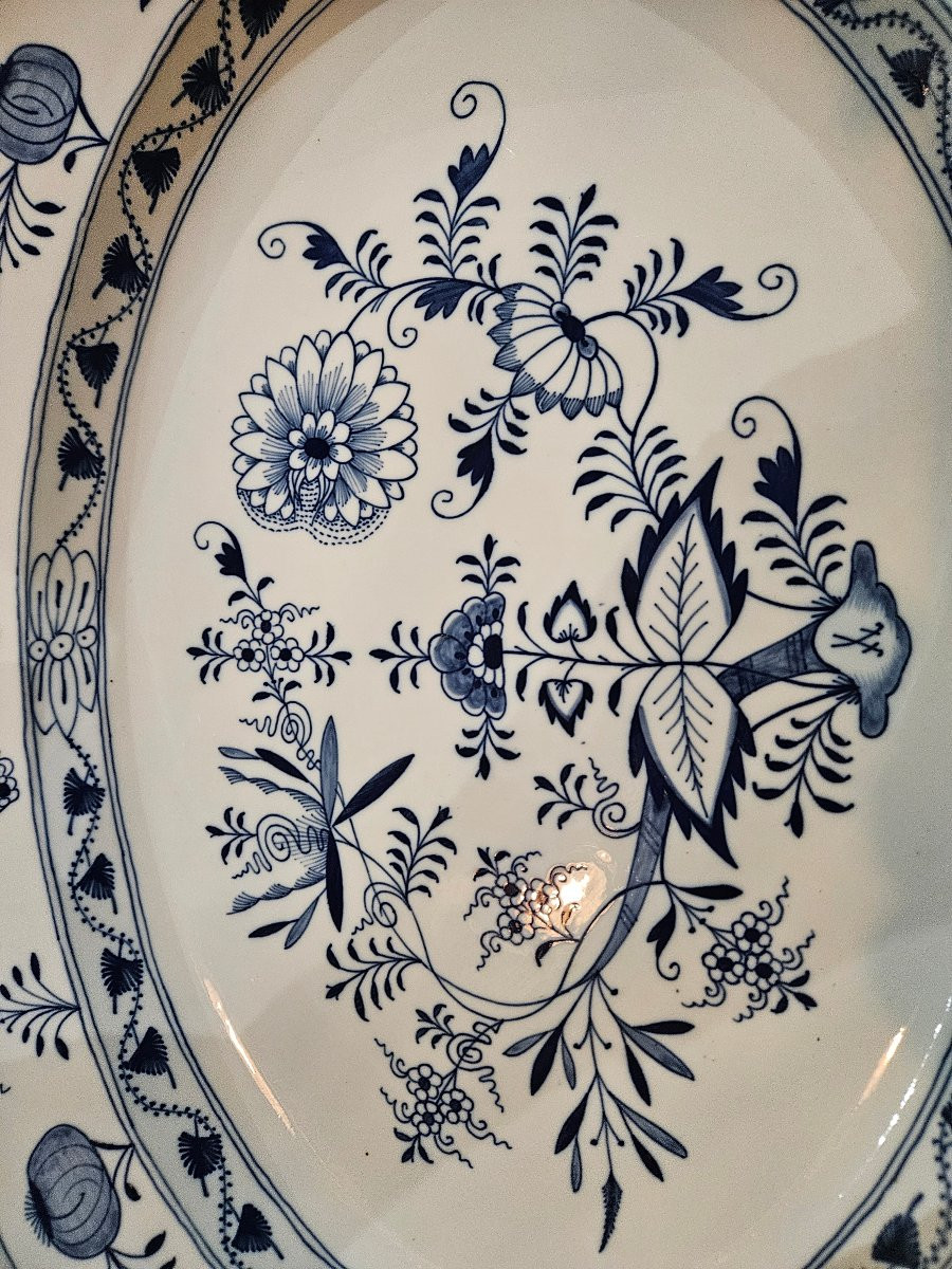 Grand plat porcelaine Meissen  oignon bleu -photo-3
