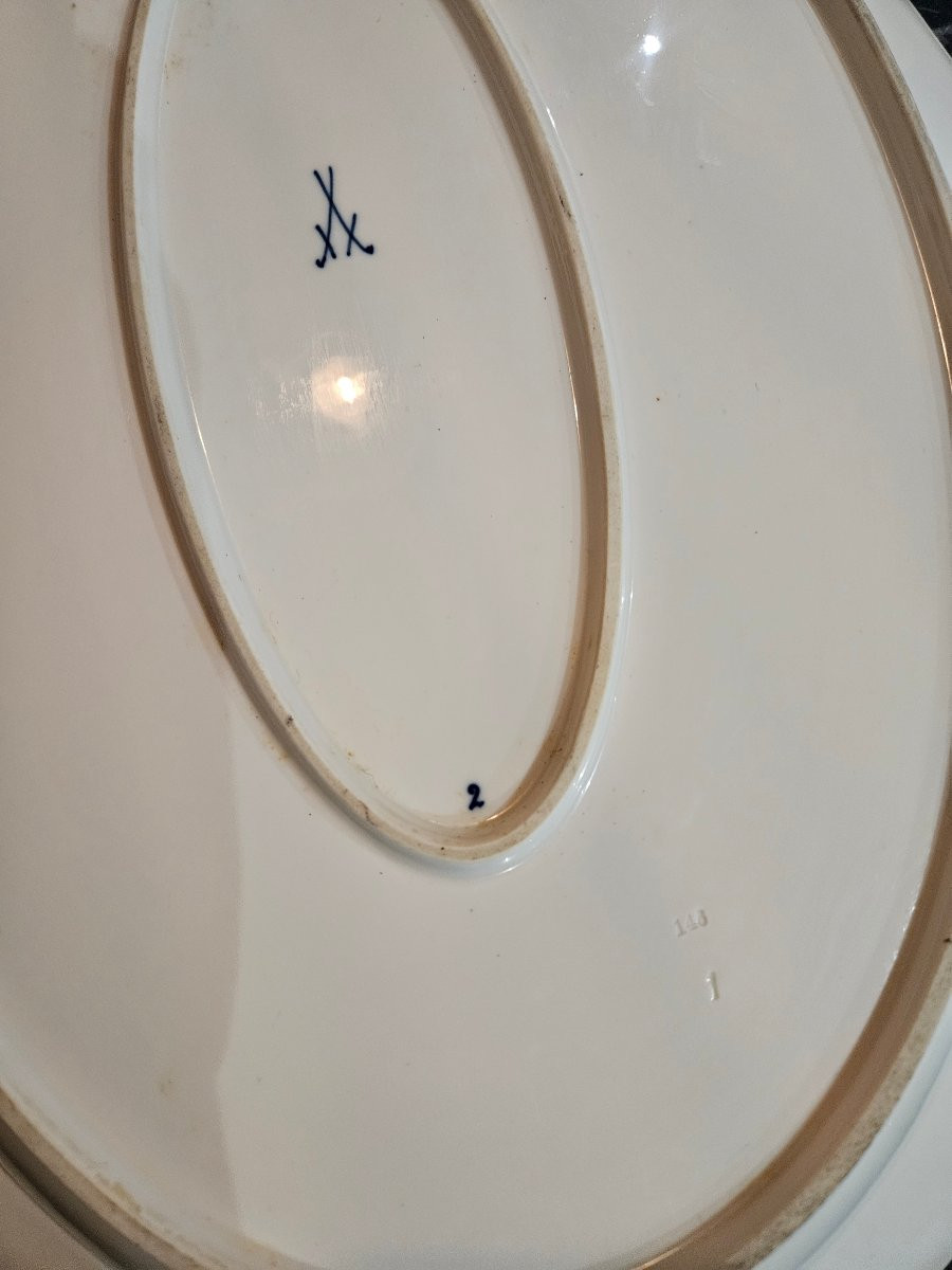 Grand plat porcelaine Meissen  oignon bleu -photo-1