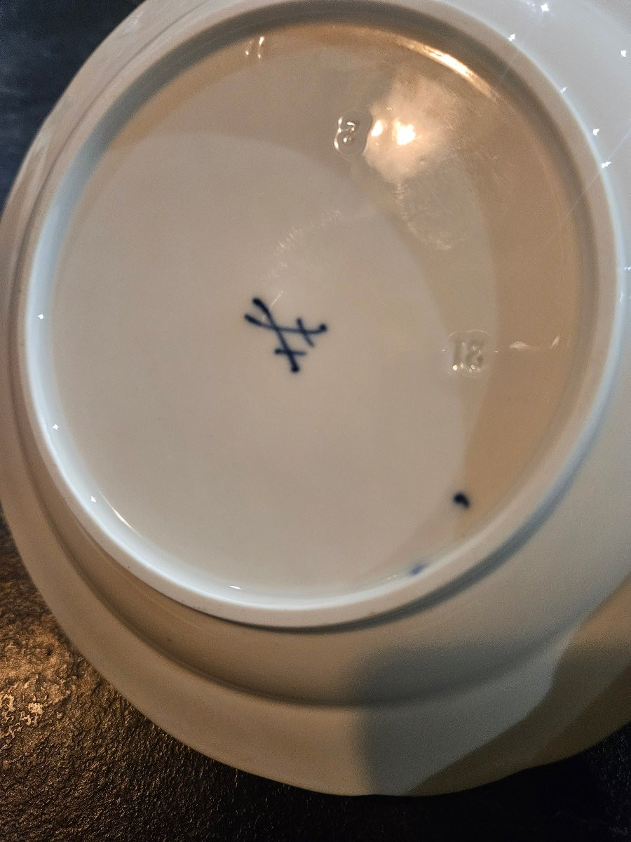 Beurrier en porcelaine de Meissen modèle oignon bleu -photo-4