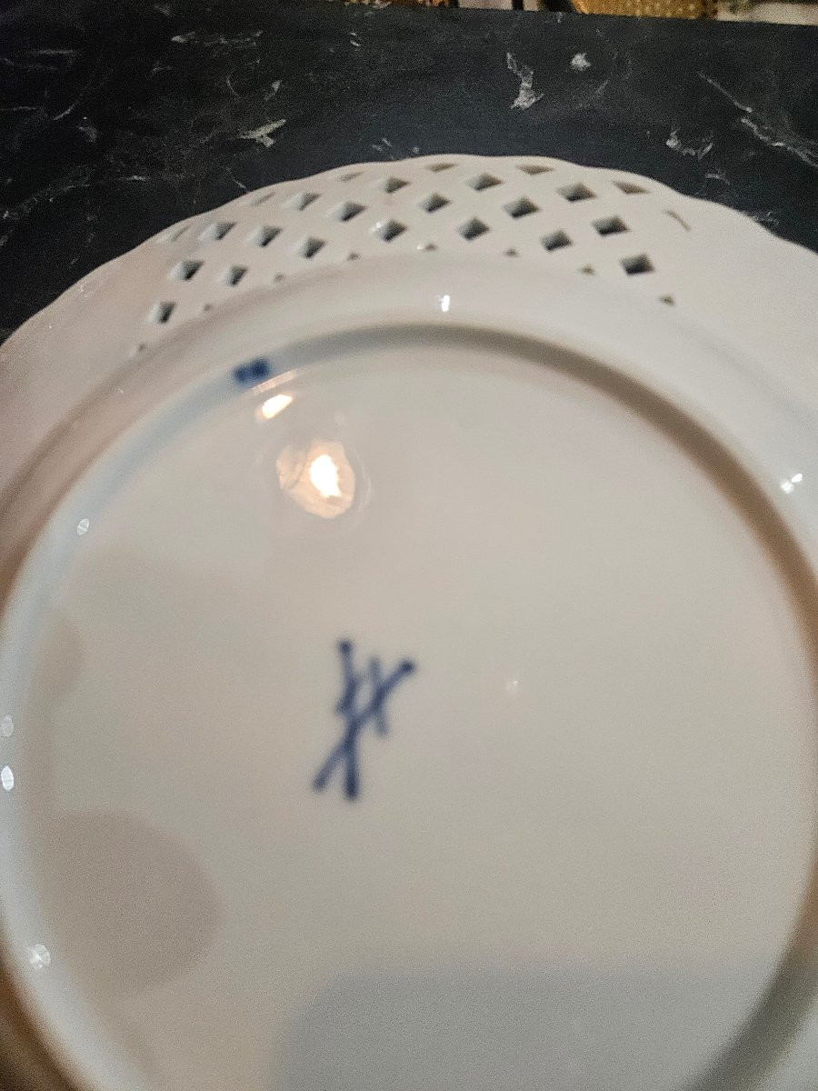 duo d assiettes  en porcelaine meissen oignon bleu -photo-1