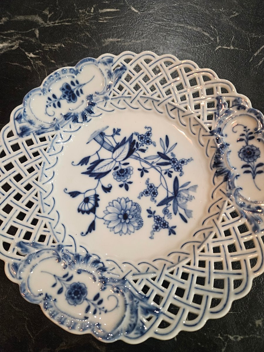 duo d assiettes  en porcelaine meissen oignon bleu -photo-3