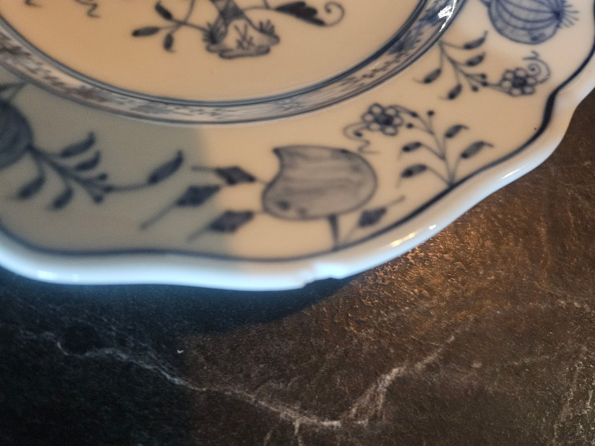  Meissen Porcelain Dessert Plates, Blue Onion Pattern -photo-8