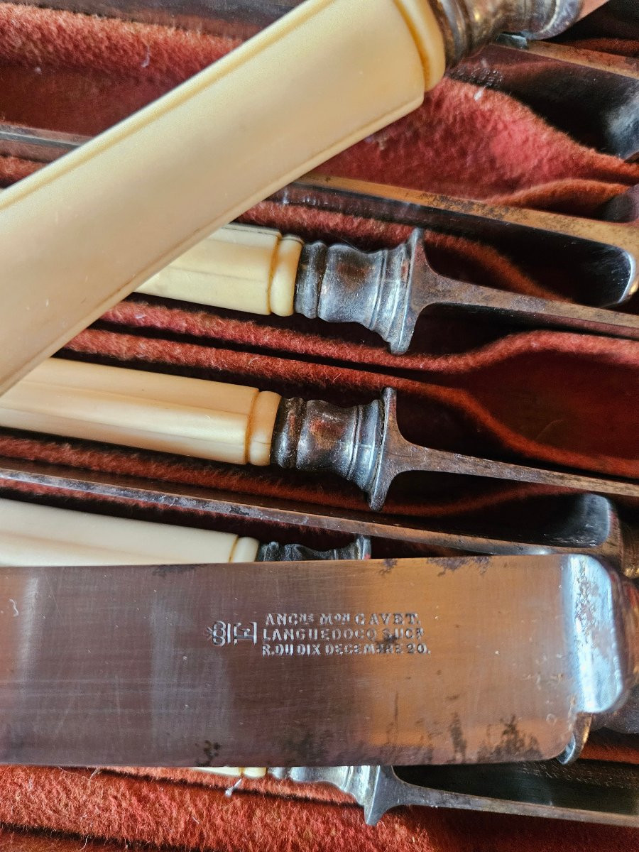 Coffret de couteaux  argent et  acier 19em -photo-7