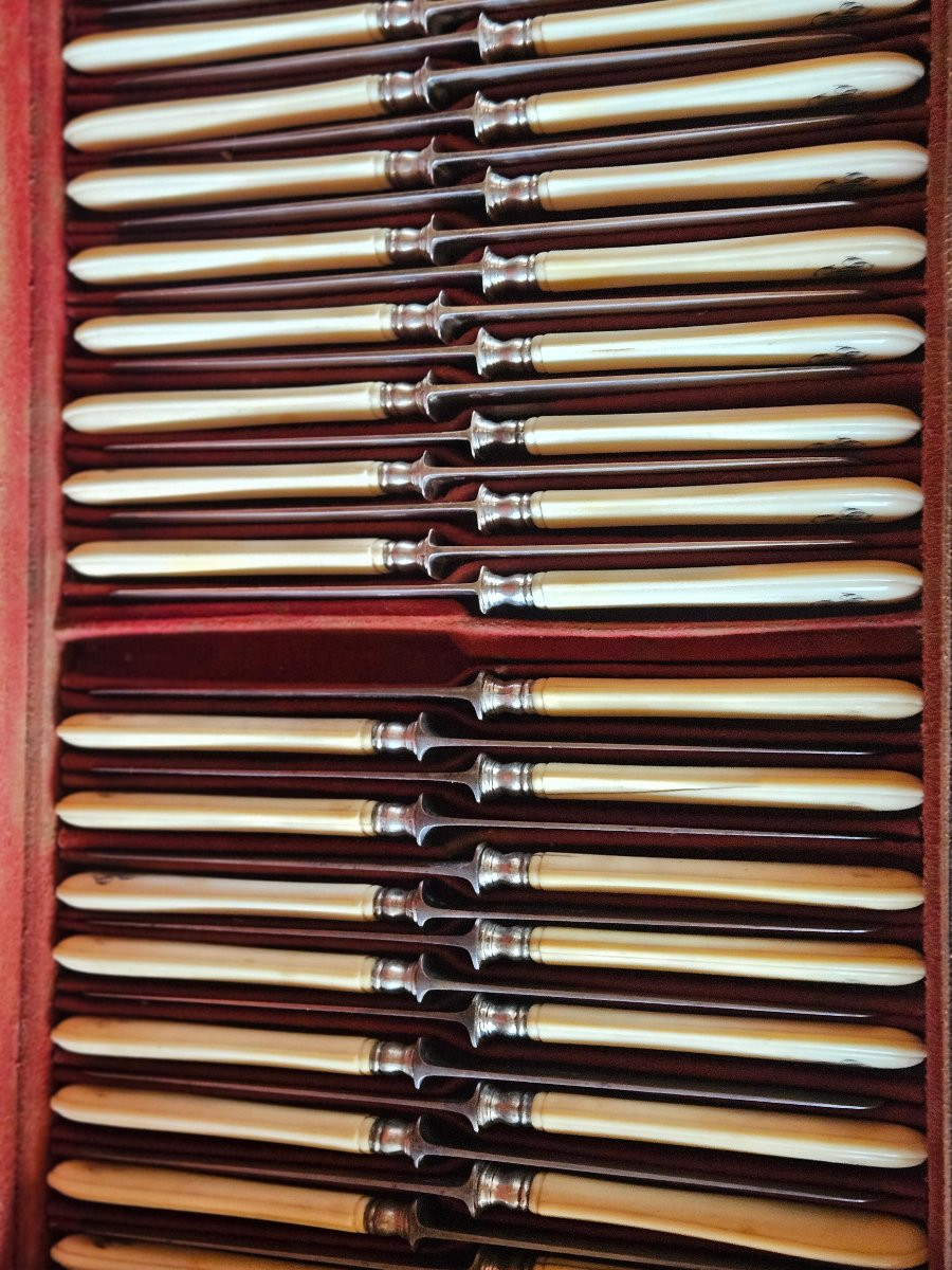 Coffret de couteaux  argent et  acier 19em -photo-8