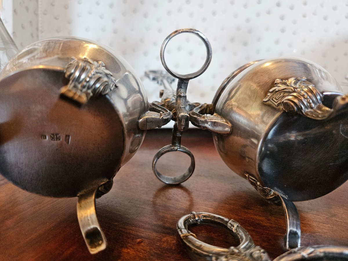 huillier et 2 paires de salerons en metal argente louis XVI-photo-4
