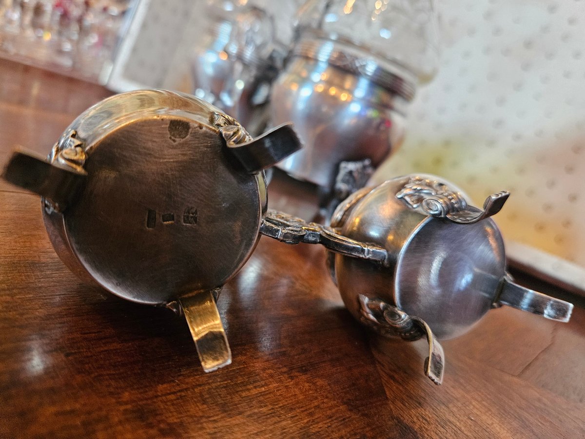 huillier et 2 paires de salerons en metal argente louis XVI-photo-6