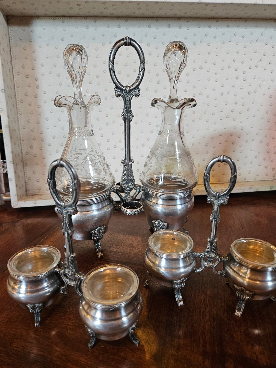 huillier et 2 paires de salerons en metal argente louis XVI