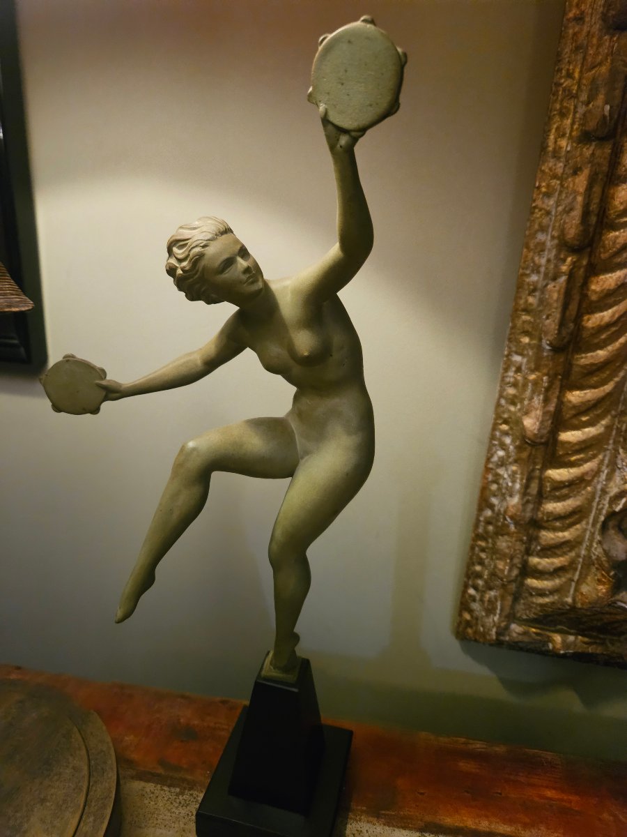 Statue danceuse  aux tambourins art deco-photo-3