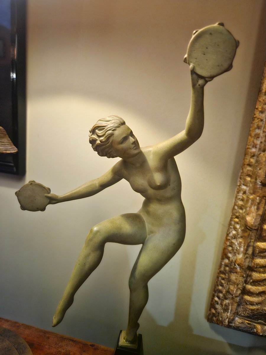 Statue danceuse  aux tambourins art deco