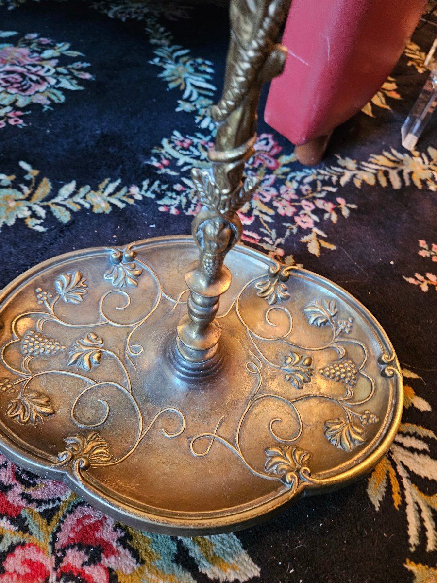 Vintage Brass Umbrella Stand With Snakes-photo-4