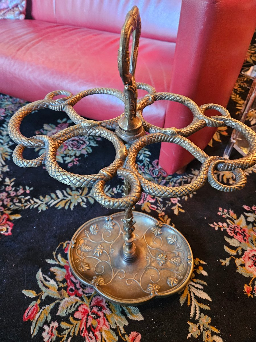 Vintage Brass Umbrella Stand With Snakes