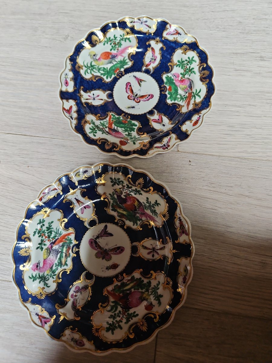 Pair Of Worcester Plates, 18th Century-photo-4