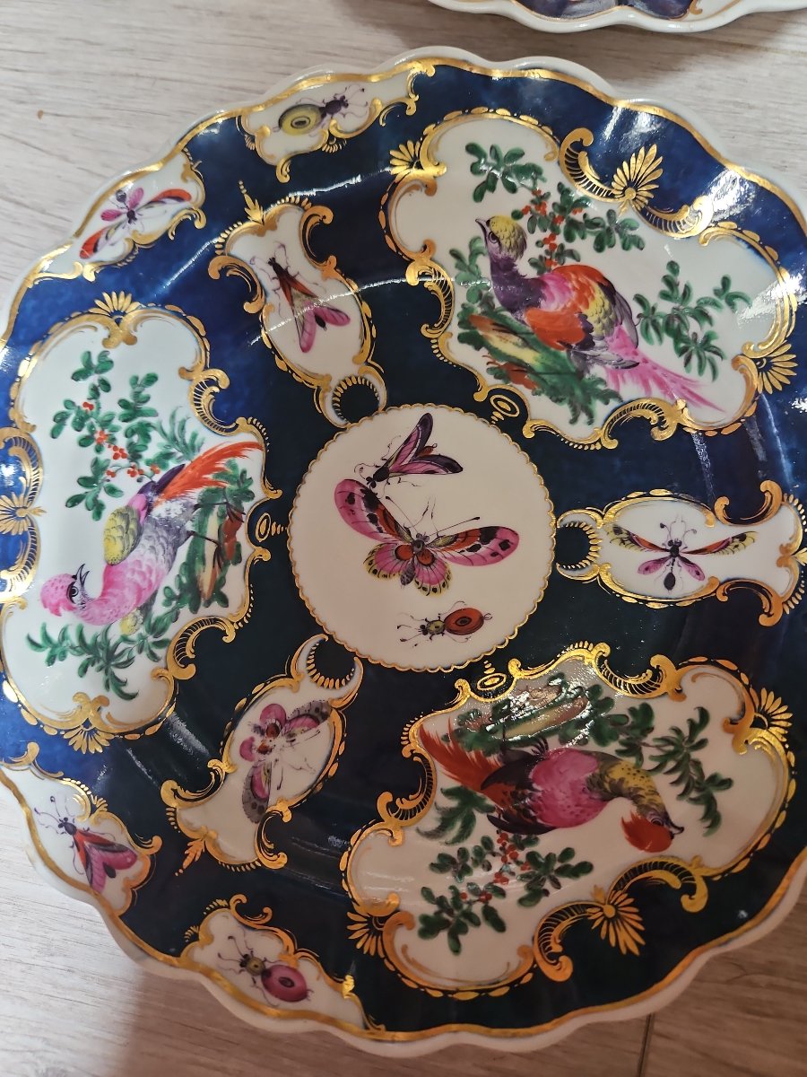 Pair Of Worcester Plates, 18th Century-photo-3