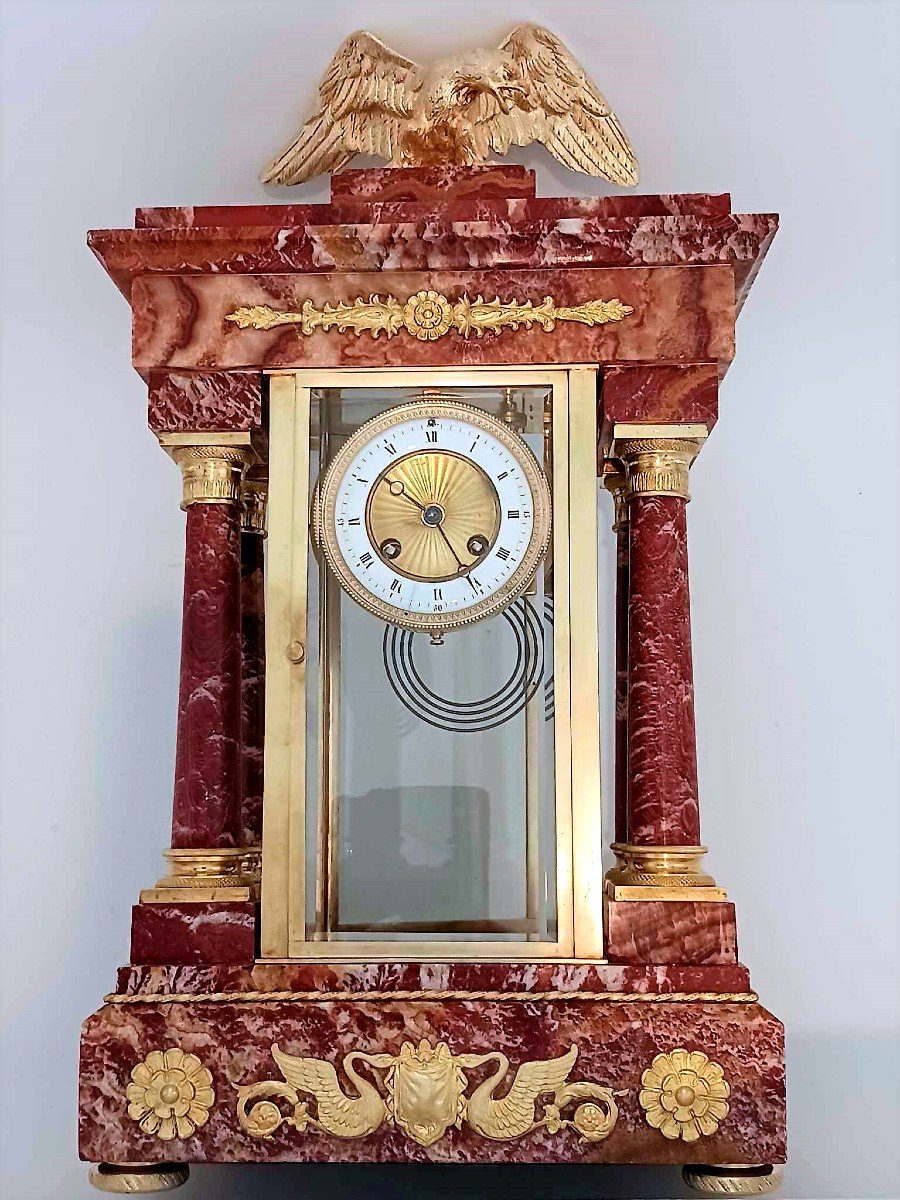 Cage Pendulum In Marble And Gilt Bronze-photo-4