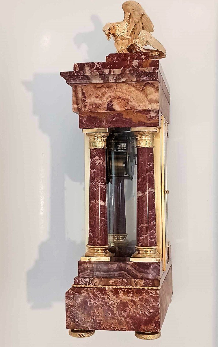 Cage Pendulum In Marble And Gilt Bronze-photo-1