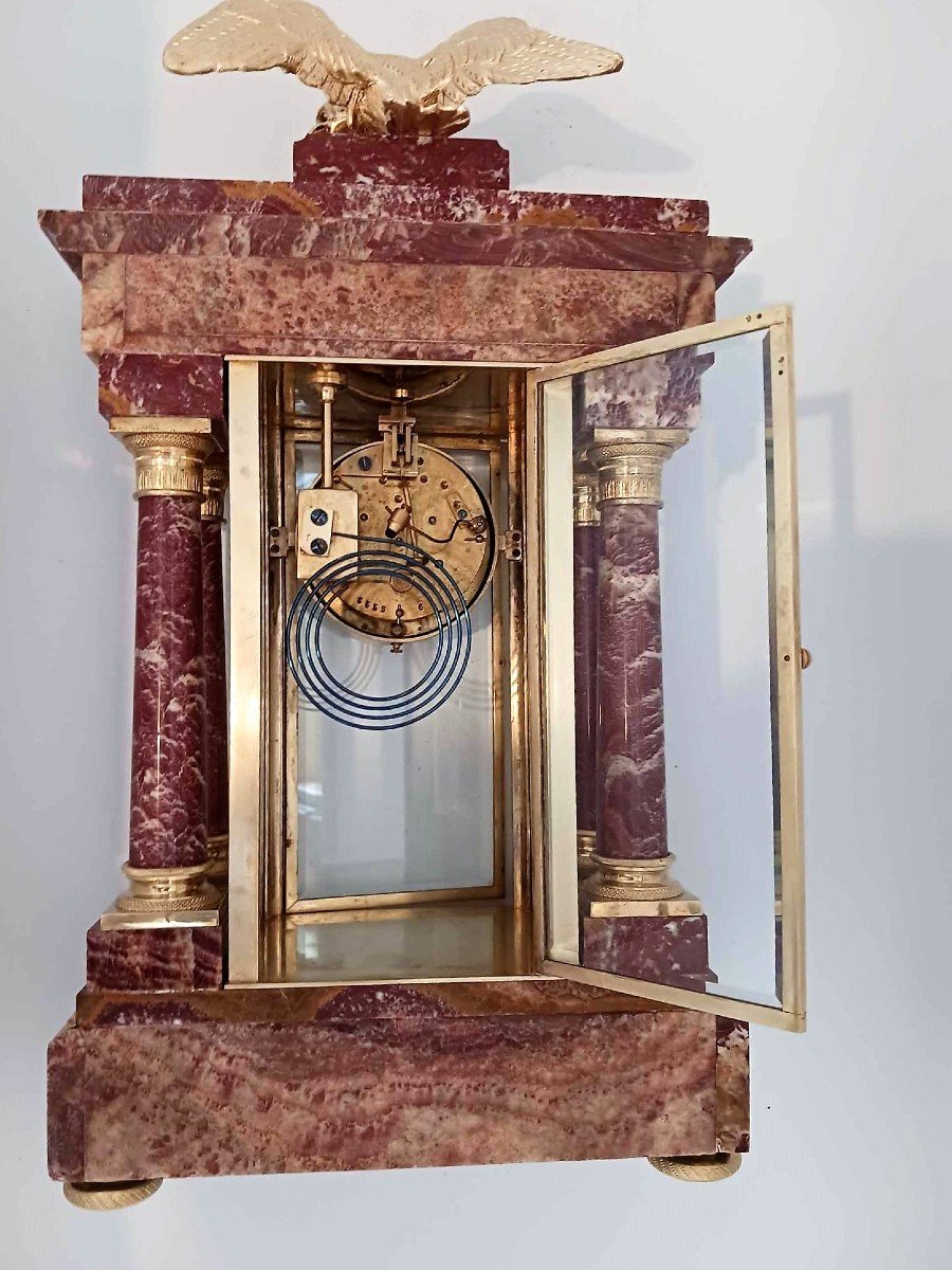 Cage Pendulum In Marble And Gilt Bronze-photo-5