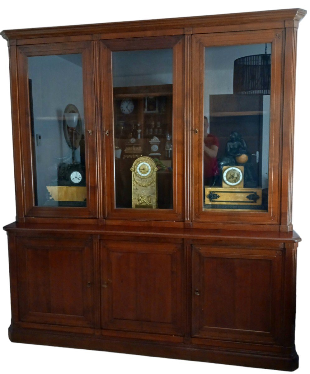 Bibliothèque/Vitrine Style Louis Philippe – Bois Massif, 4 Étagères, Marron