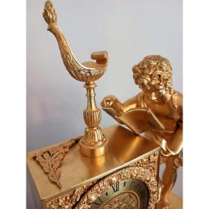 Pendulum In Gilt Bronze Reading