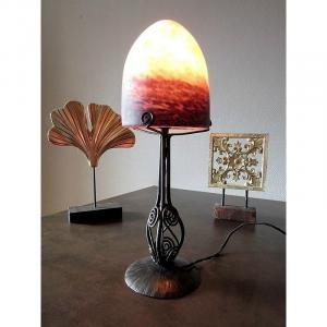 Art Deco Glass Paste Office Mushroom Lamp