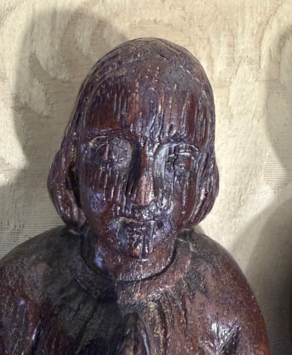Pair Of Orants, 17th Century, Carved Wood, France-photo-2