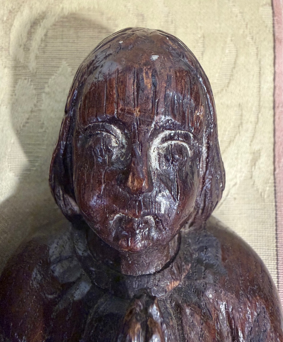 Pair Of Orants, 17th Century, Carved Wood, France-photo-3