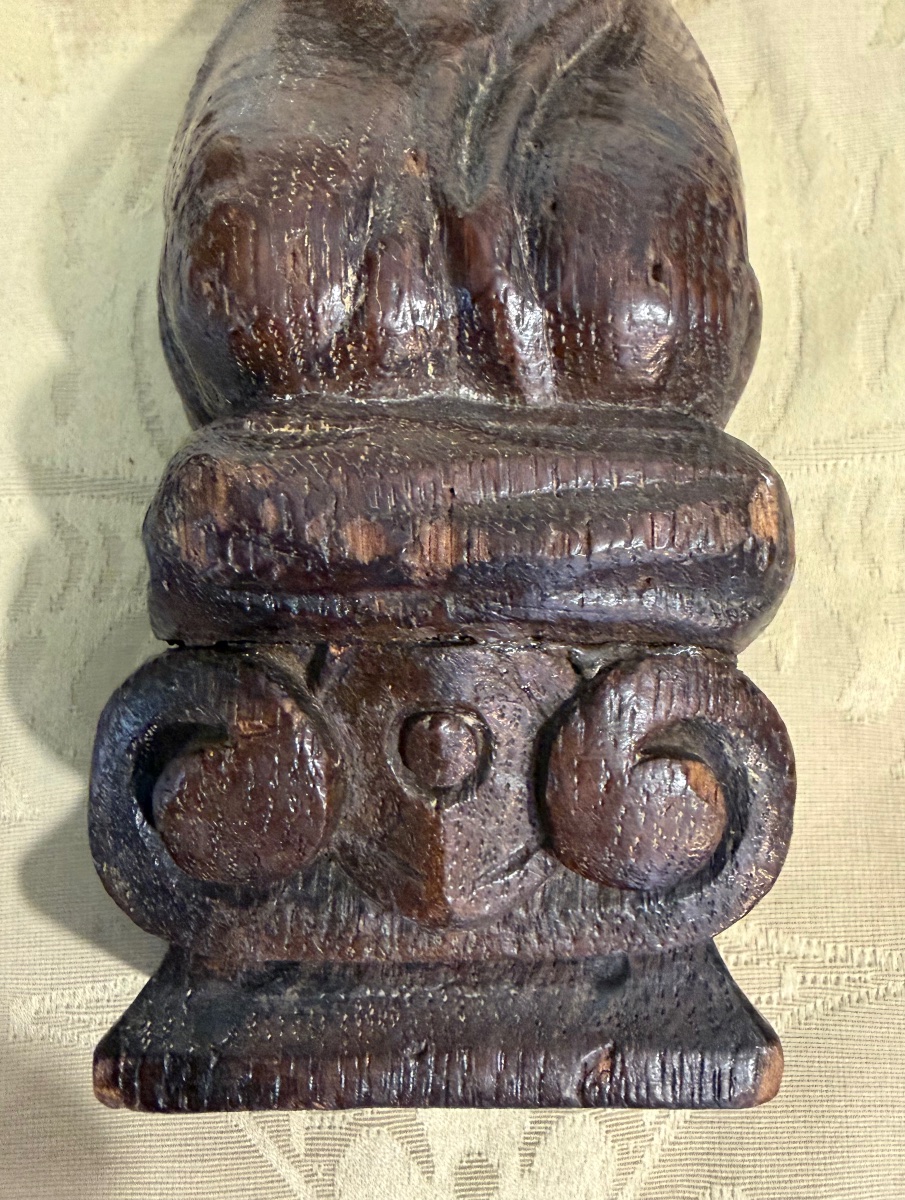 Pair Of Orants, 17th Century, Carved Wood, France-photo-5