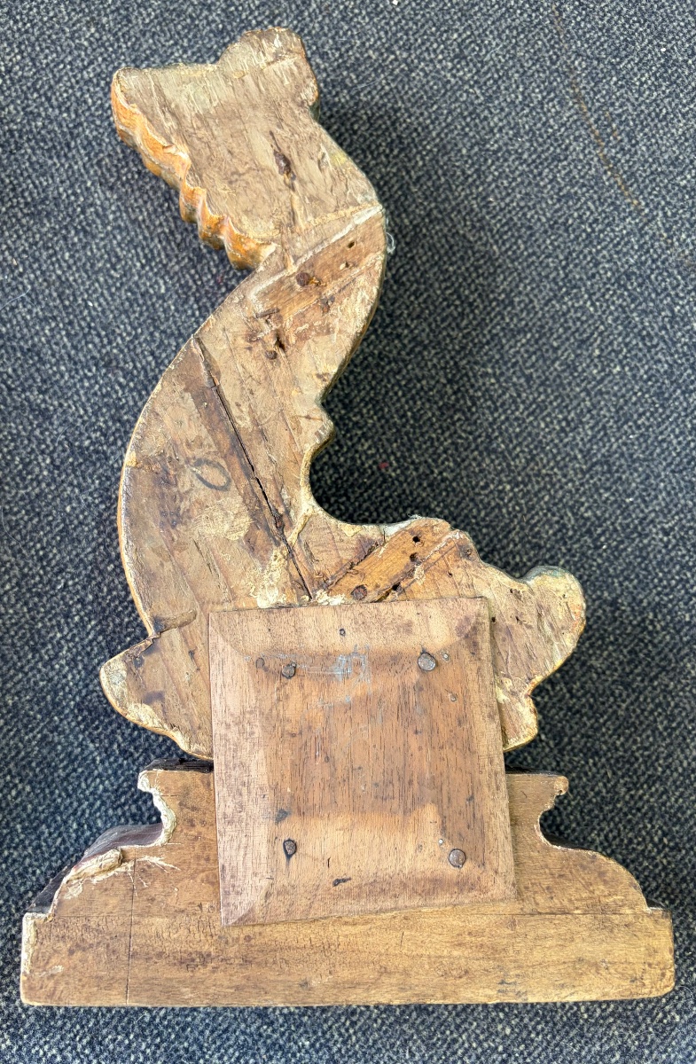 Pair Of Gilded Wood Dolphins 18th C-photo-1