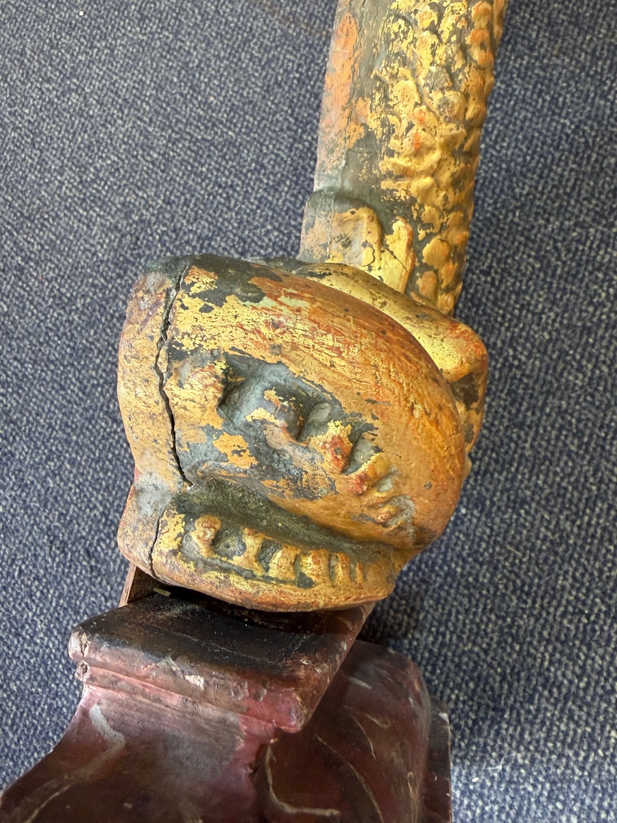 Pair Of Gilded Wood Dolphins 18th C-photo-4