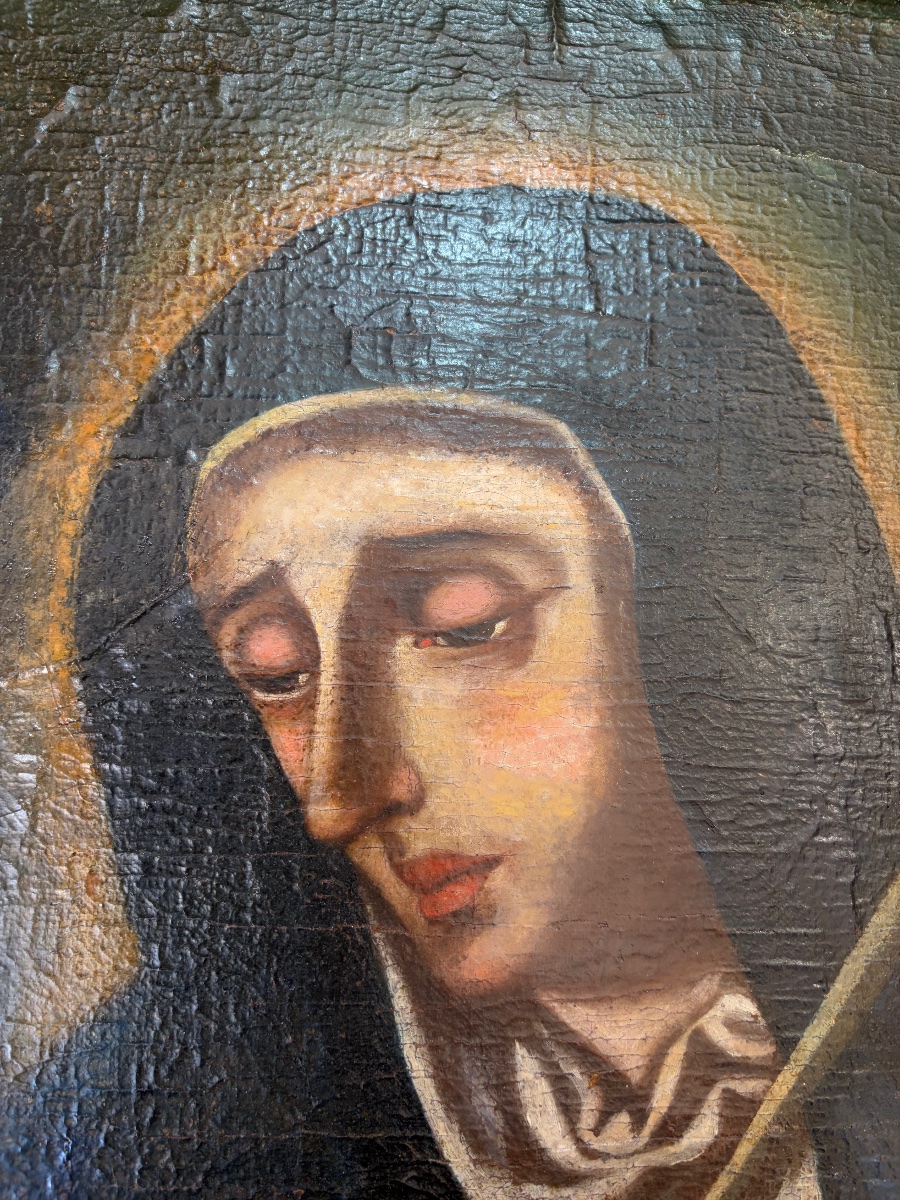 Painting Of A Virgin Of Sorrow 18th Century-photo-4
