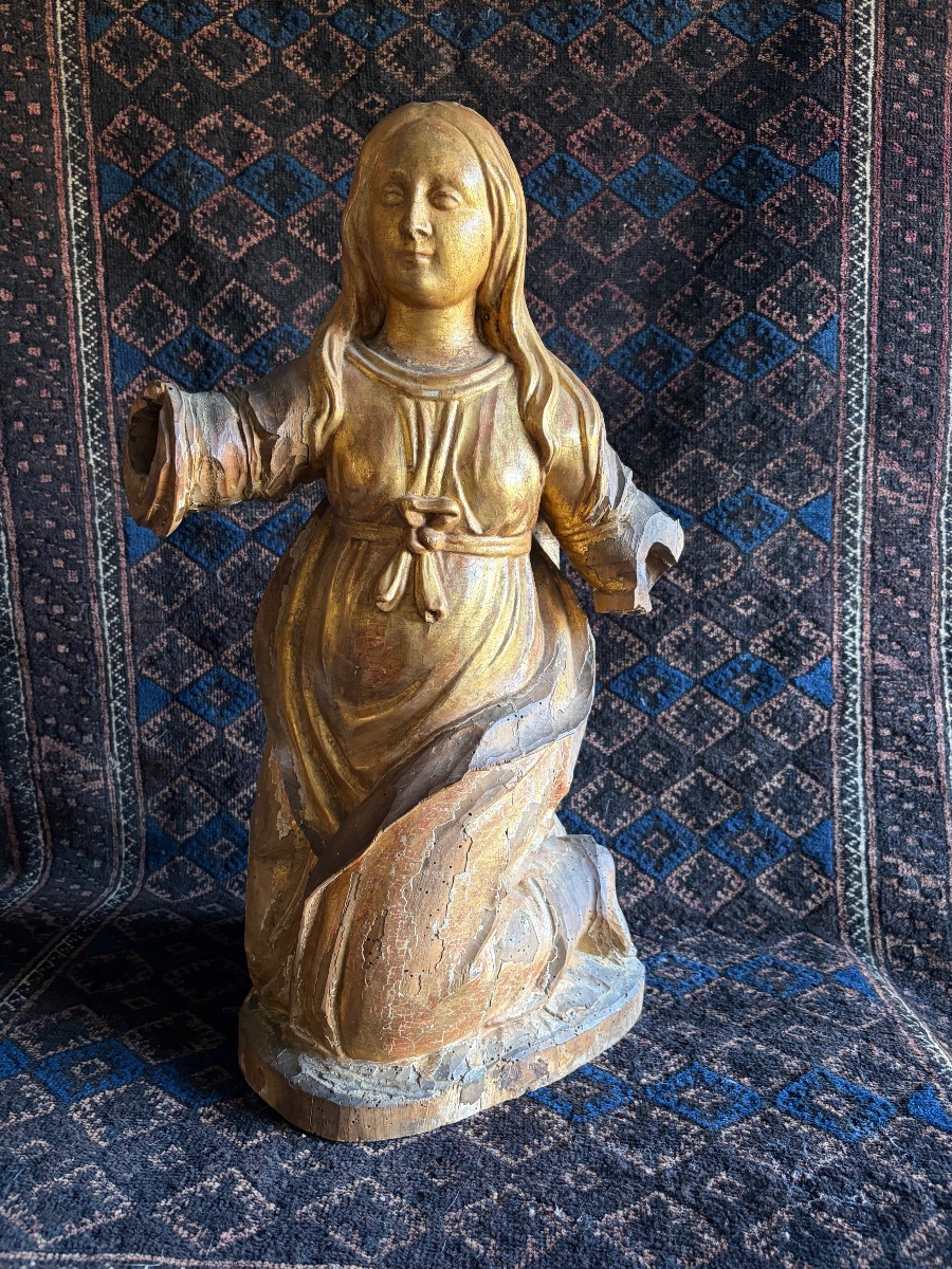Statue de Marie-Madeleine en bois doré XVIII ème-photo-2