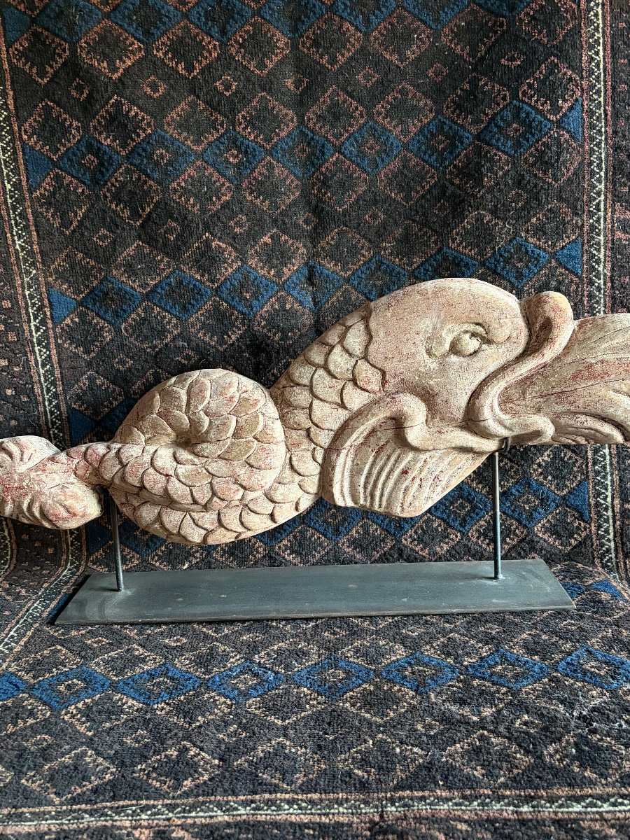 20th-century Wooden Sculpture Of A Dolphin-photo-3