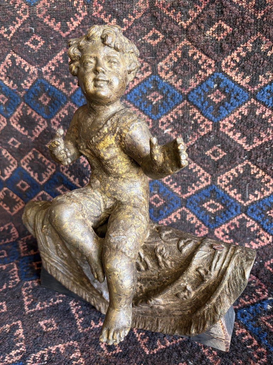 19th-century Bronze Putto-photo-2