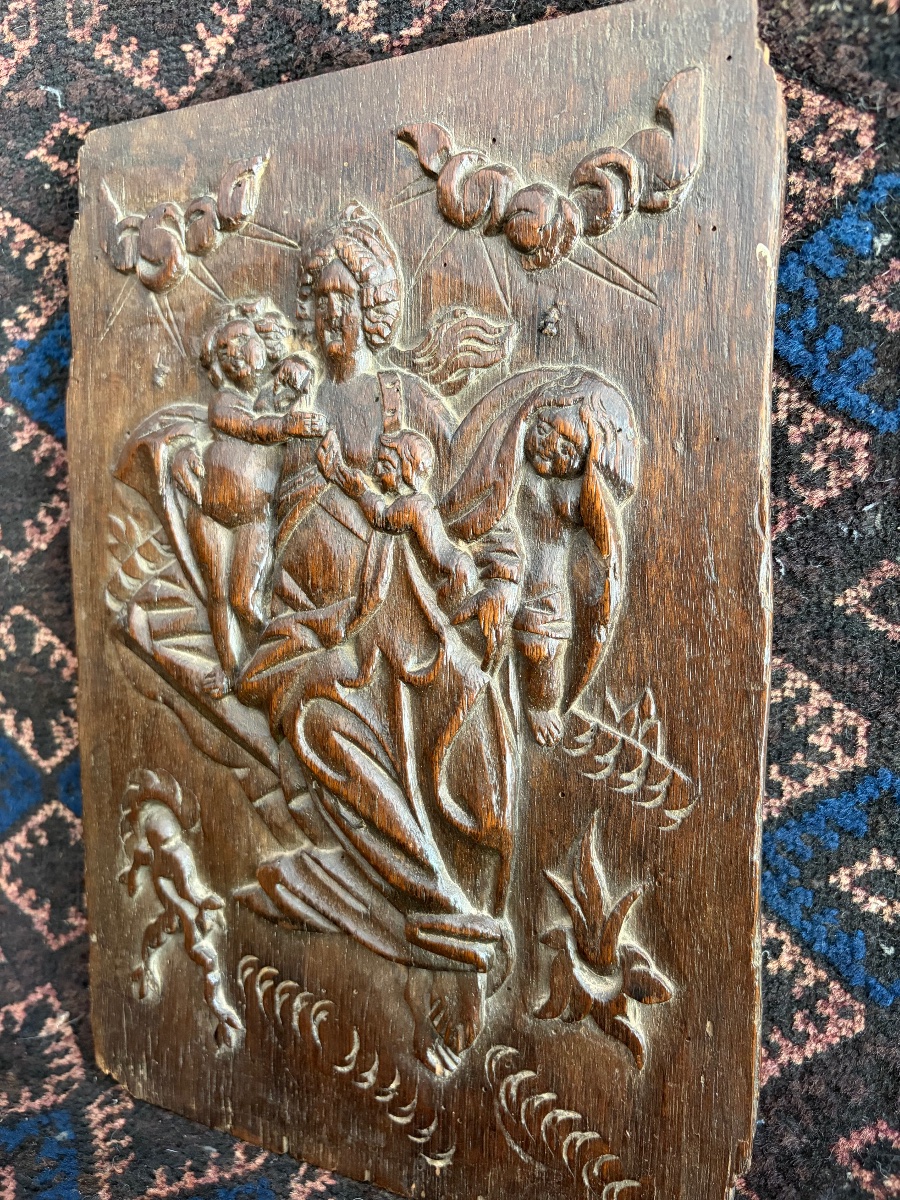 18th-century Oak Panel Depicting Mary -photo-2