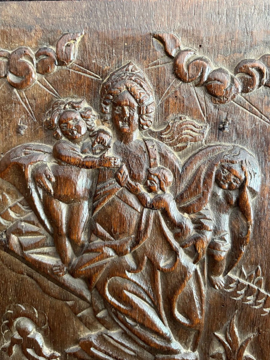 18th-century Oak Panel Depicting Mary -photo-3