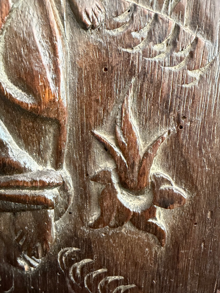 18th-century Oak Panel Depicting Mary -photo-4