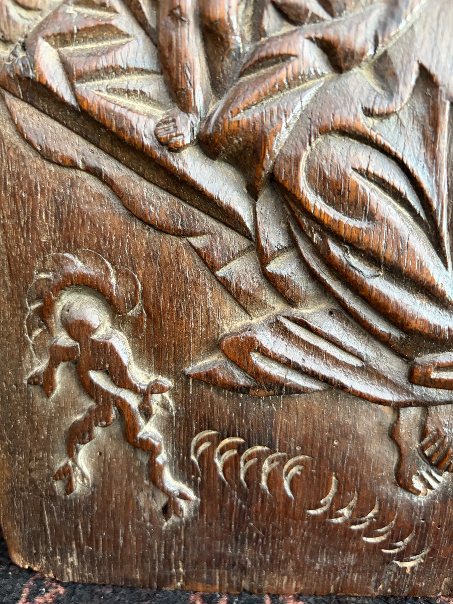 18th-century Oak Panel Depicting Mary -photo-1