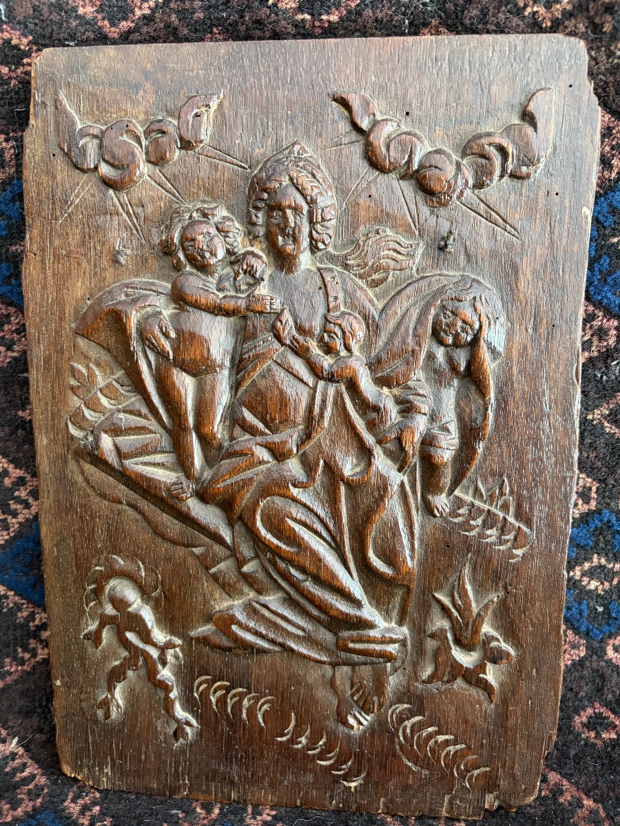 18th-century Oak Panel Depicting Mary 