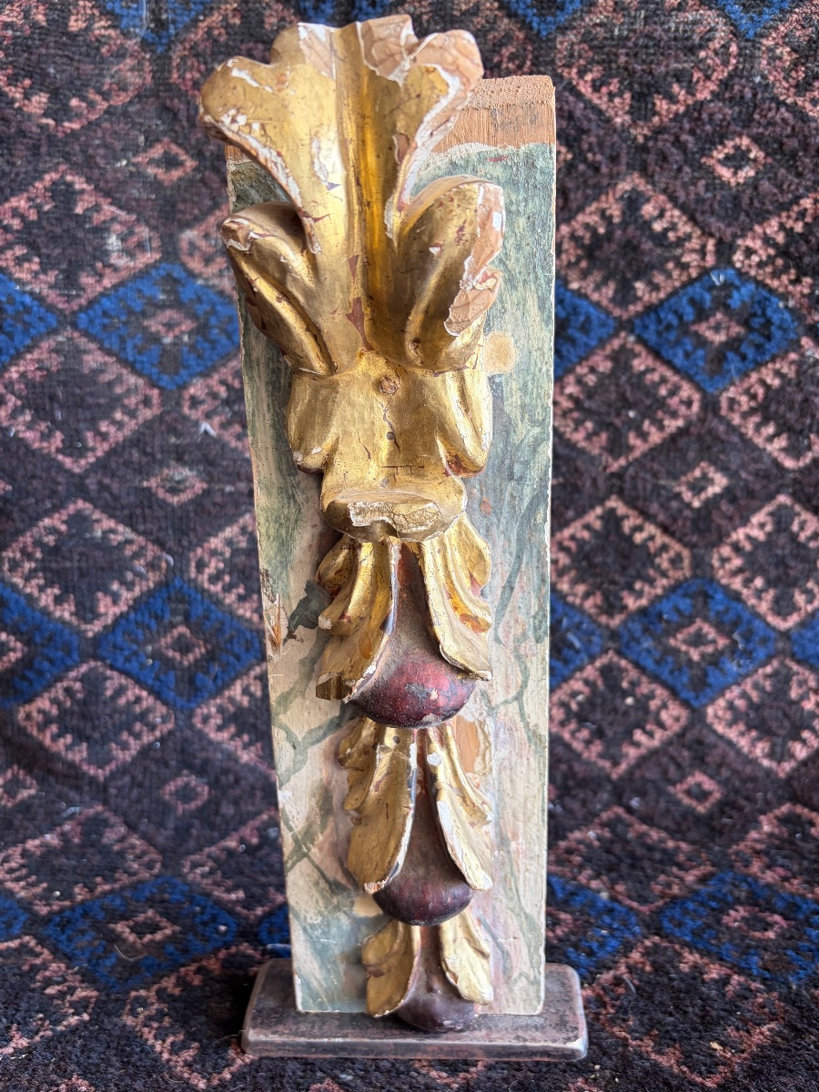 Pair Of 18th-century Gilded Wooden Decorative Pieces-photo-3