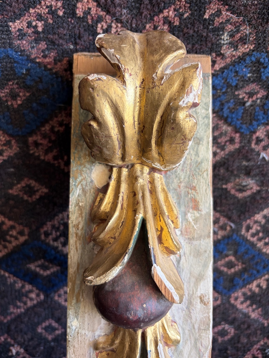 Pair Of 18th-century Gilded Wooden Decorative Pieces-photo-4