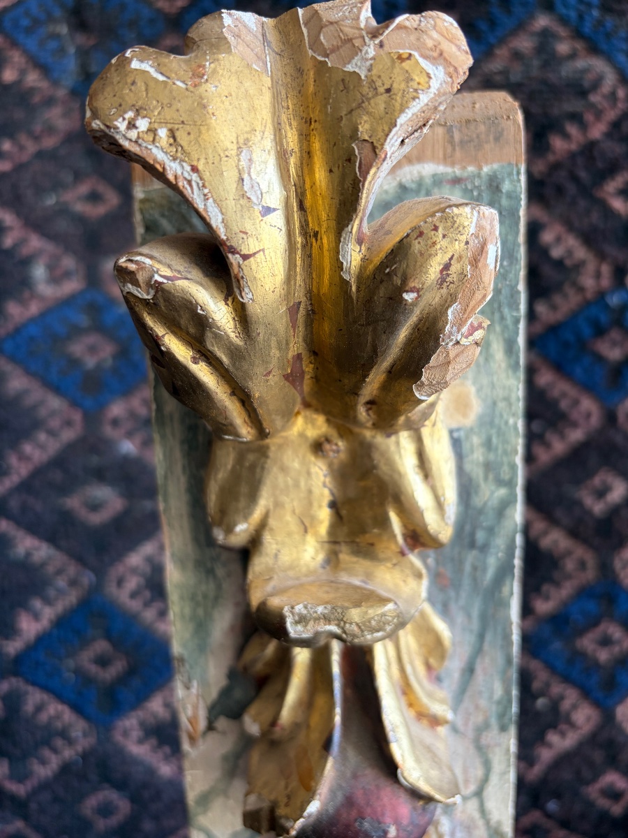 Pair Of 18th-century Gilded Wooden Decorative Pieces-photo-1