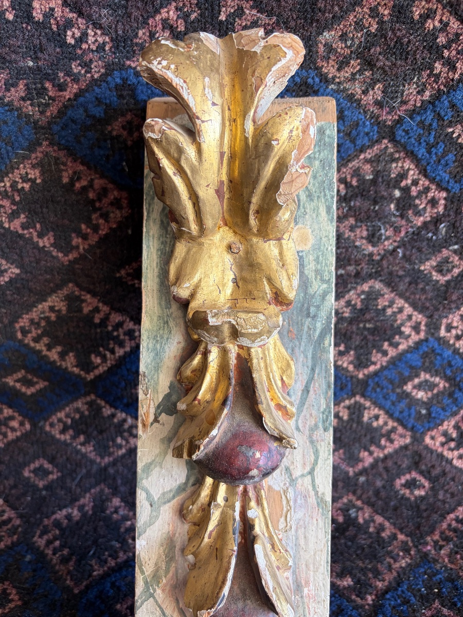 Pair Of 18th-century Gilded Wooden Decorative Pieces-photo-3