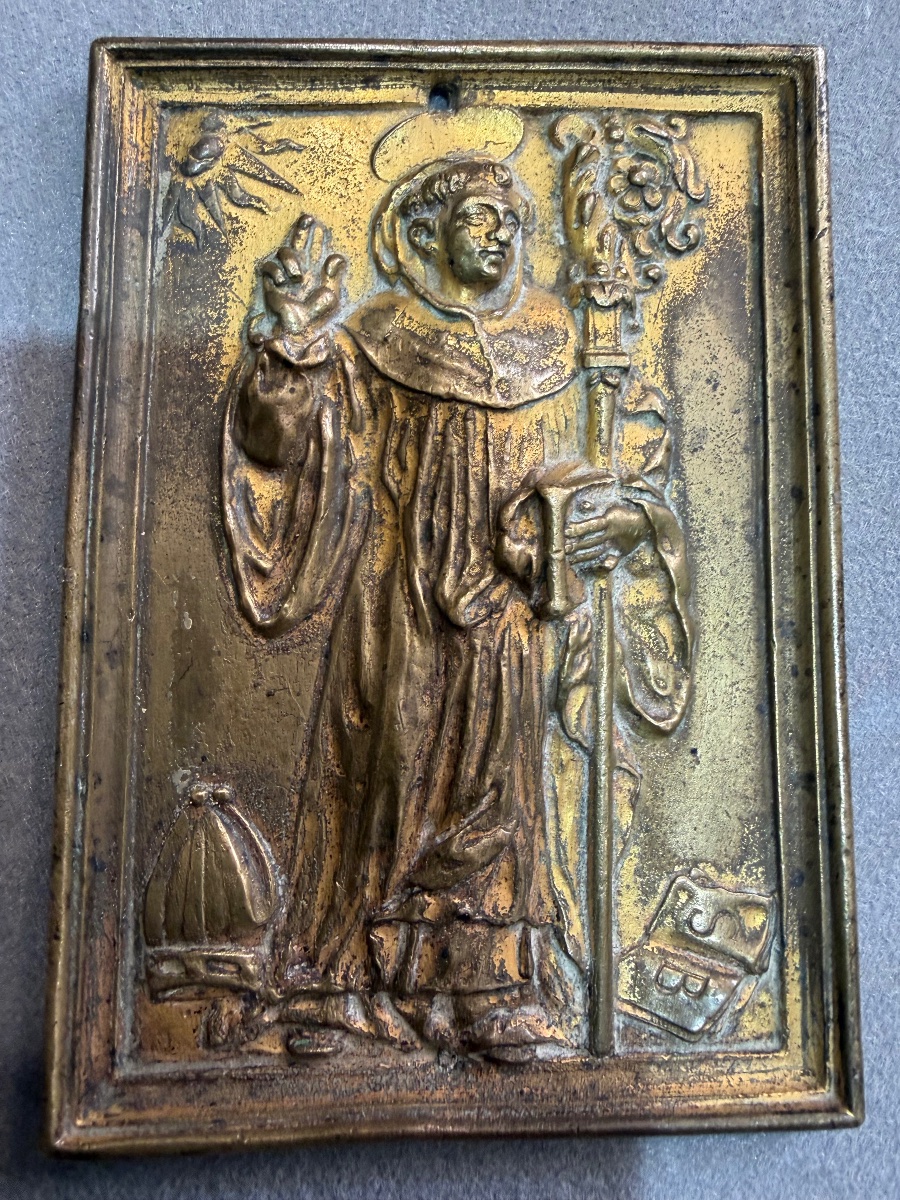 Plaquette de bronze ancienne-photo-2