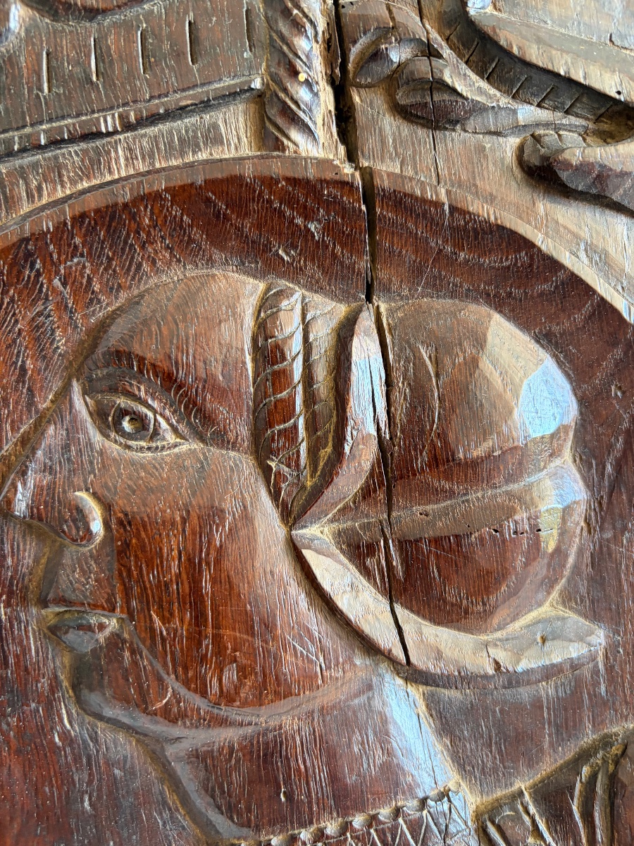 Panneau de coffre ou de porte d’époque renaissance-photo-3