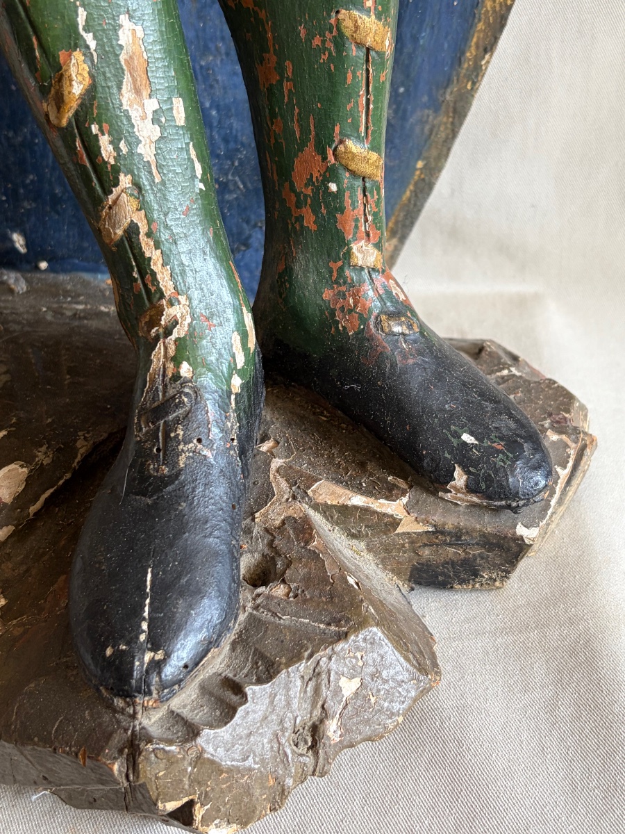 18th-century Polychrome Wooden Statue-photo-7